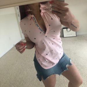 Tommy Hilfiger woman polo baby pink whit stamps